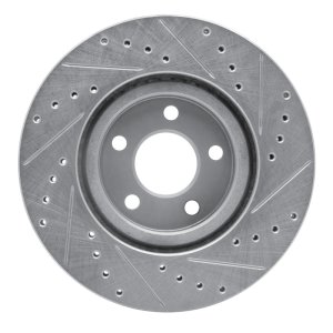 Chrysler PT Cruiser Brake Rotor (1) - Front Left - R1 Concepts - Drilled & Slotted - Silver - `03-`09